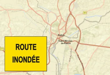 Carte des inondations sur le bassin de Redon